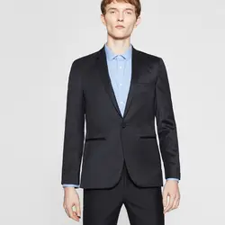 Нежный Для мужчин черный Бизнес костюм смокинг для жениха свадебные мужской костюм, Блейзер Slim Fit для Для мужчин 2 предмета (куртка + брюки)