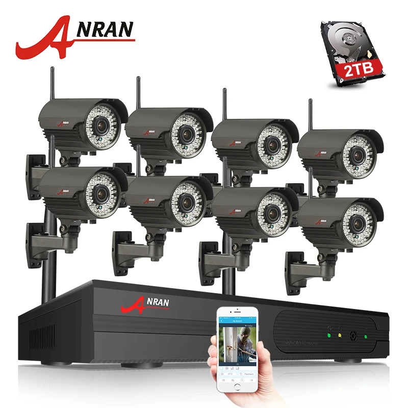 

ANRAN P2P 8CH 1080P HDMI WIFI NVR 3TB HDD 2.8-12MM 78 IR Outdoor 2MP Wireless IP Camera Video Security Surveillance CCTV System