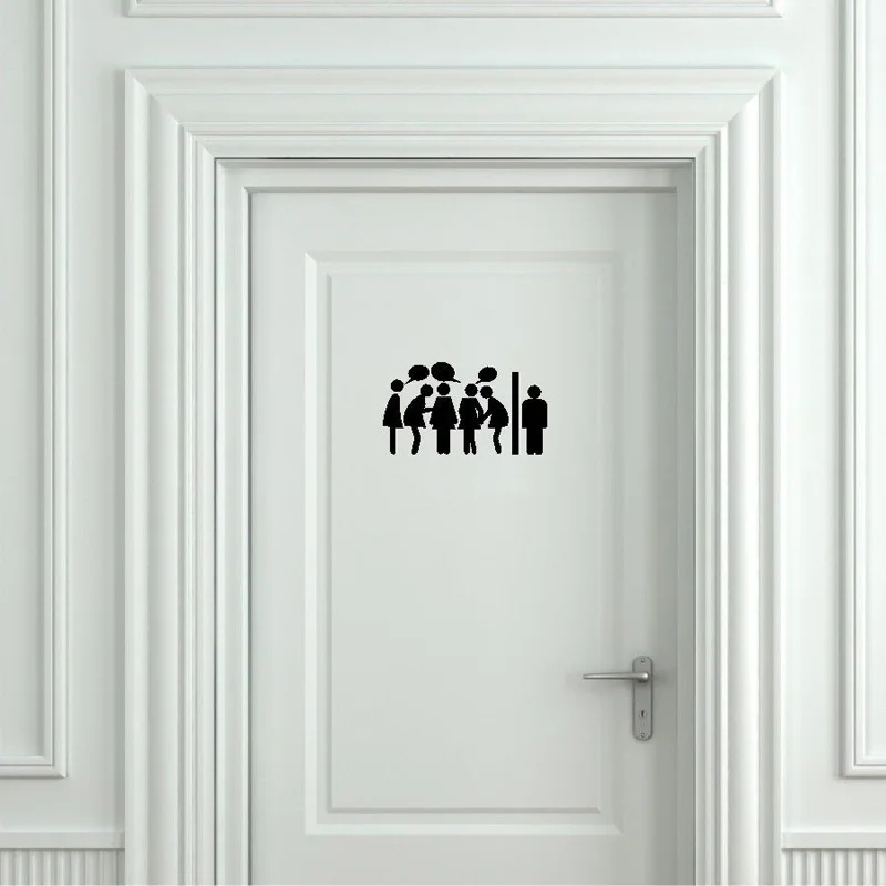 

YOJA 25*13.9CM Funny Toilet Gossip Bathroom Door Decoration Decal Wall Sticker Black Accessories A40434