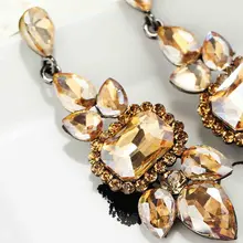 Boucles d'oreilles longues en cristal pour femmes et filles, bijoux de Style, fait à la main, Champagne, verre, strass, clou doux