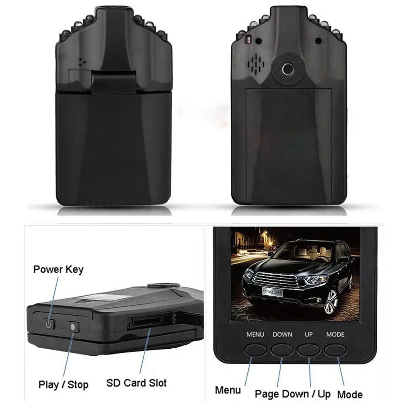 2 5 &quot6 светодиодный автомобильный рекордер DVR Складная камера Dash Cam 90 градусов