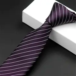 ГКНТ бренд Cravate белый полосатый принт фиолетовый Для мужчин S свадебные галстуки тонкий галстук новый тощий шелковые галстуки для Для