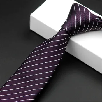 

SCST Brand Cravate White Striped Print Purple Mens Wedding Neckties Slim Necktie New Skinny Silk Ties For Men Tie Gravata CR058