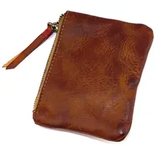 Натуральная кожа портмоне Винтаж Мини молнии кошельки Чехол сумка для хранения держатель для карт карман для мужчин женщин A69C