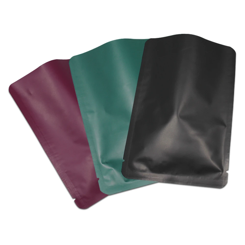 

100pcs/Lot Heat Sealable Open Top Pouch Pure Aluminum Foil Tea Nuts Food Vacuum Storage Metal Mylar Sample Bag Matte Packagings