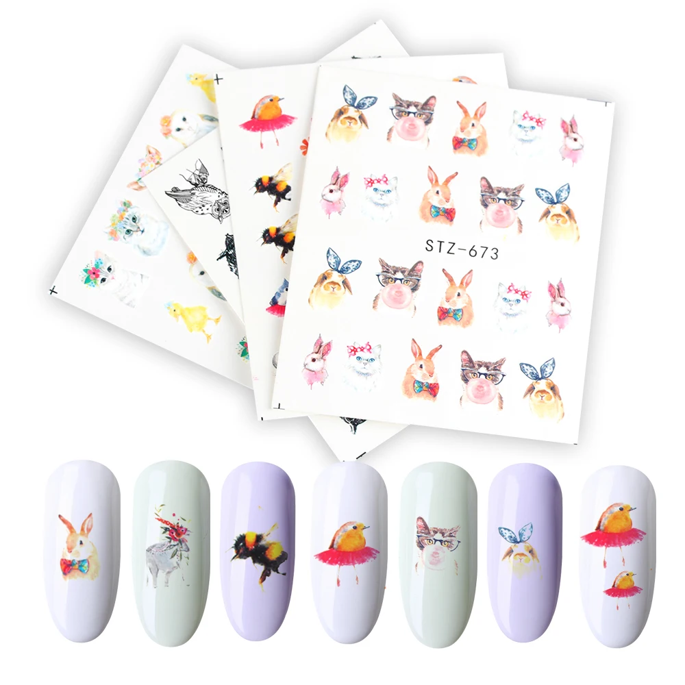

15pcs/Set Mixed Sticker Nails Summer Slider Set Flamingo Owl Flower Animal Designs Water Manicure Tips Nail Decals Beauty Tools