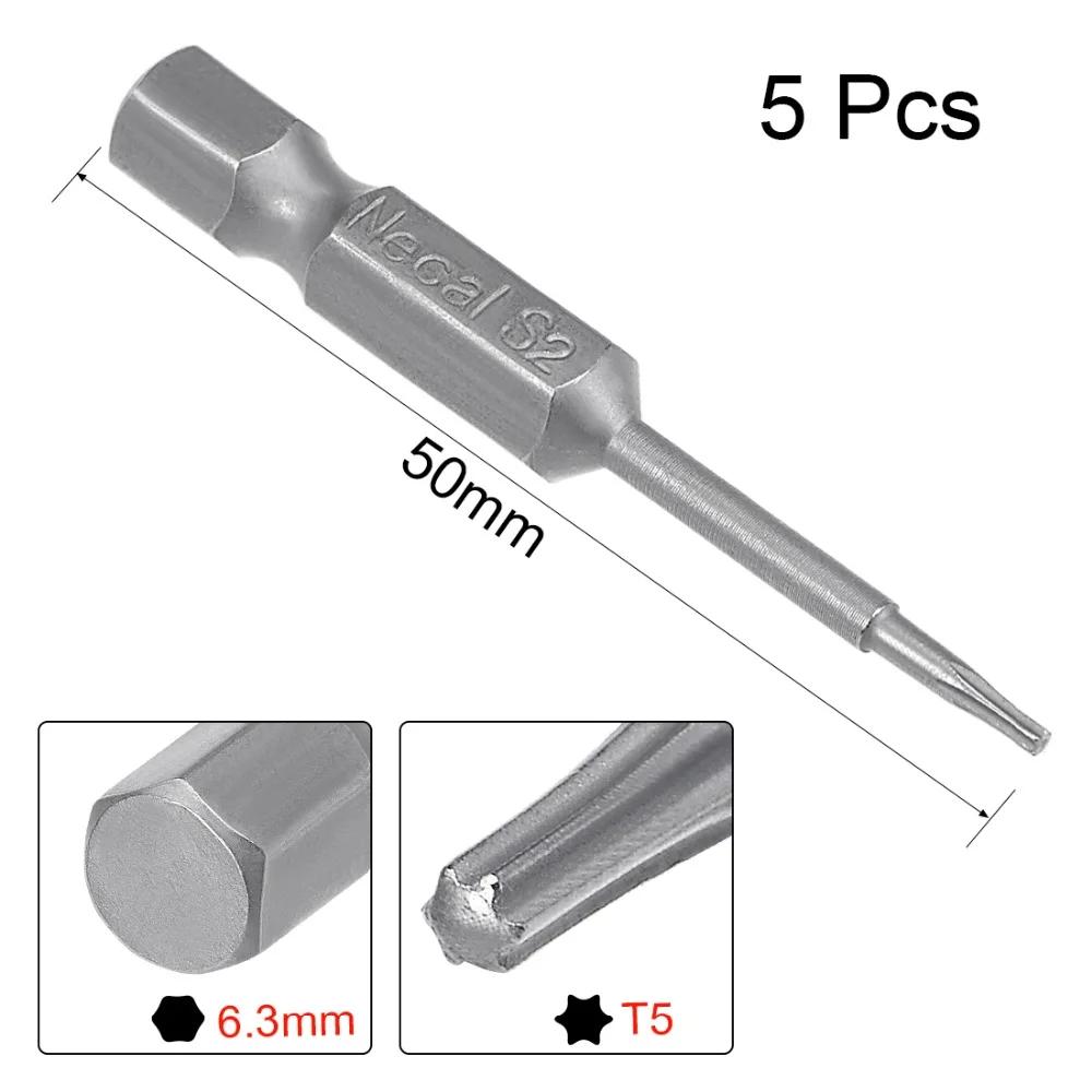 Uxcel 5 шт. 1/" Шестигранным хвостовиком T10/15/25/40/5/6/8/40 Магнитный безопасный звездообразный ключ, отвертка, биты, 100/50/75 мм заменить крестообразная отвертка