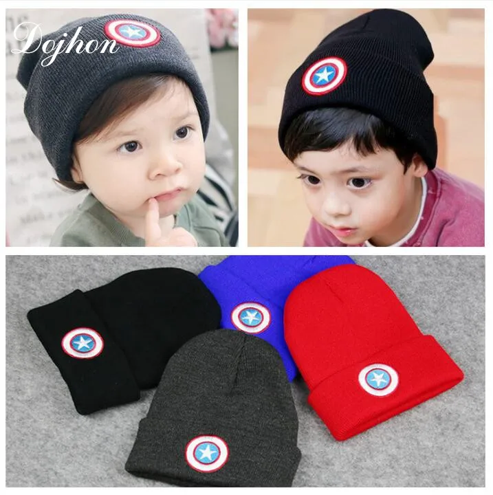 Captain America 1 6Y Baby Hats Knit Warm Kids Caps Hats for Baby Boys