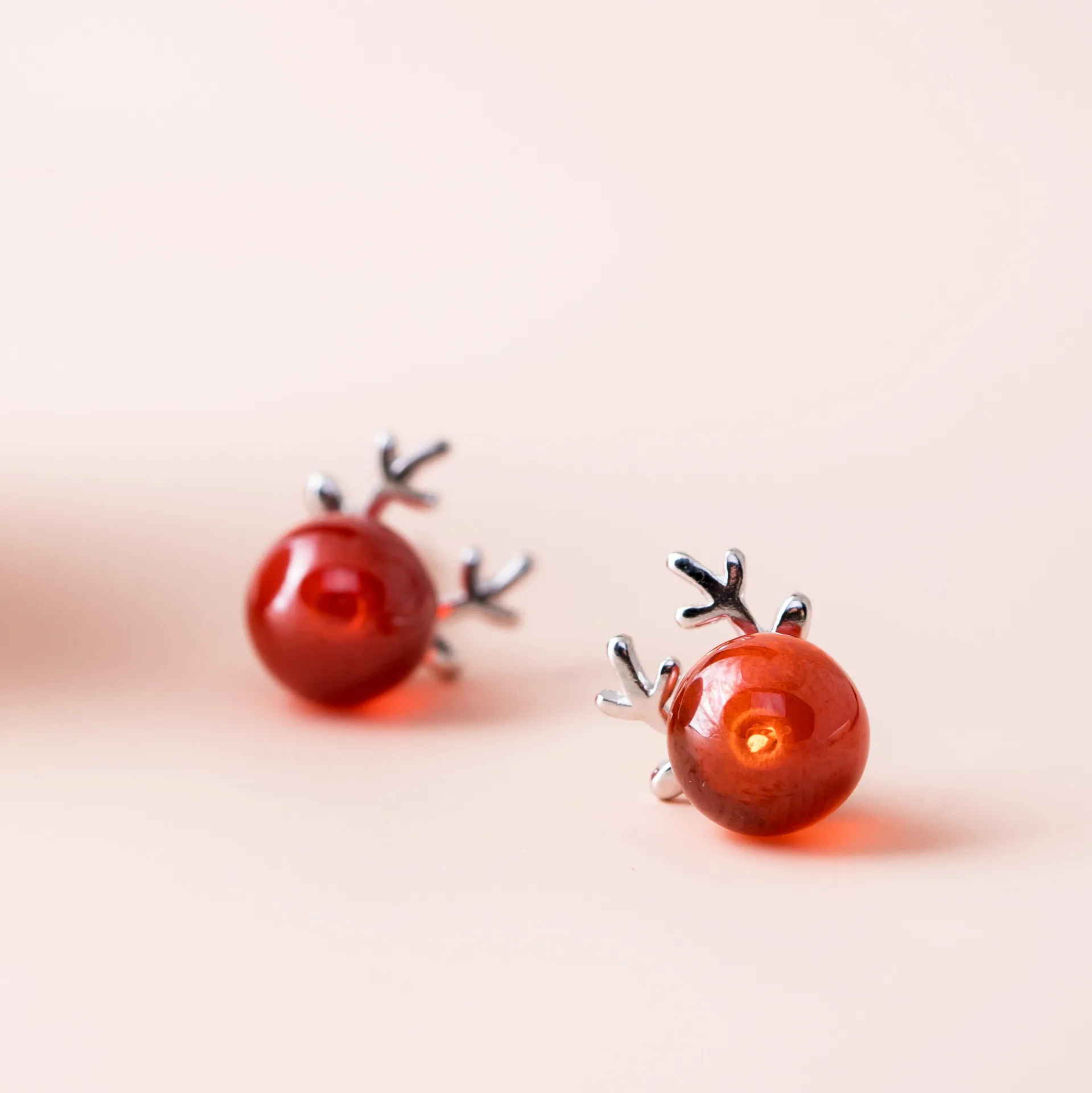 wine red elk Garnet earrings 100% 925 Sterling silver Jewelry fashion Hypoallergenic Stud earrings for women gift