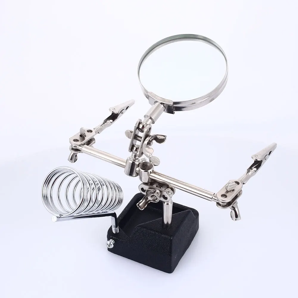 1084 Metal Desk Lamp Clamp Welding Magnifier Lens Auxiliary Clip Durable Hand Desktop Repair Magnifying Tools