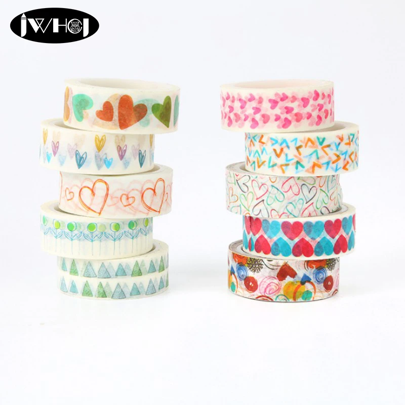 1 pcs 1.5cm x 5m Colour heart geometry washi tape DIY decoration scrapbooking planner masking adhesive stationery | Канцтовары для