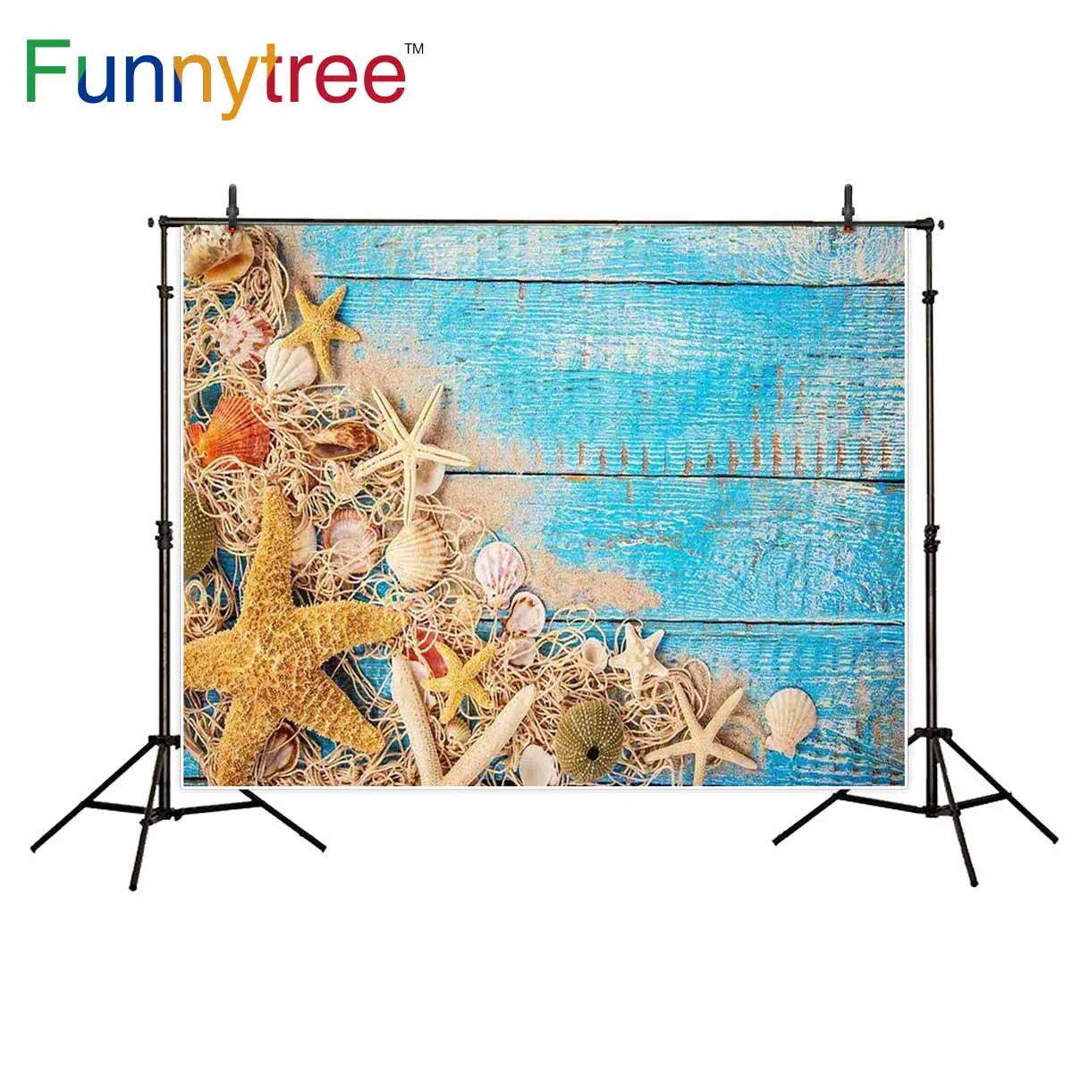 

Funnytree backdrop for photographic studio sea starfish shell wood summer vintage professional background photobooth photocall