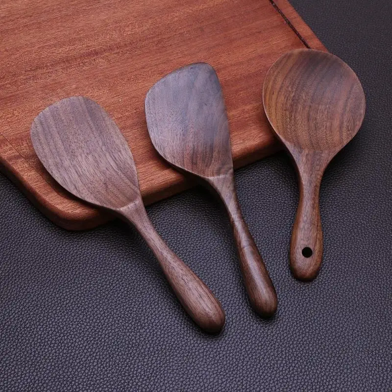 

Natural Wooden Non-stick Shovel Pan Rice Spoon Kitchen Cooking Tool Cookware Wooden Handle Spatula Rice Spoon Kitchen Tools