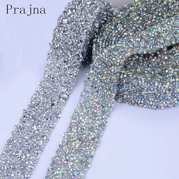 

Prajna 1 Yard Motif Rhinestones For Clothing Glass And Crystals Cup Chain Rhinestone Trim Sew On Jewelry Accessories Cheap D