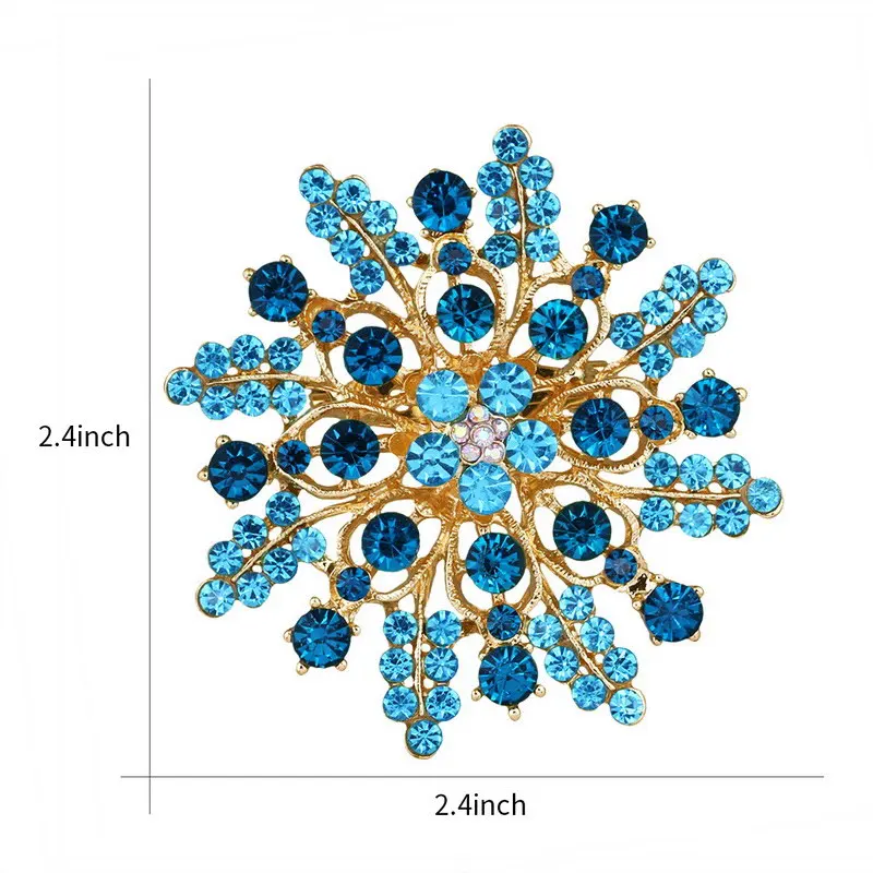 Baiduqiandu Кристалл Стразы завод цветок брошь Булавки модные украшения для женщин или букеты броши аксессуары - Окраска металла: Light Blue
