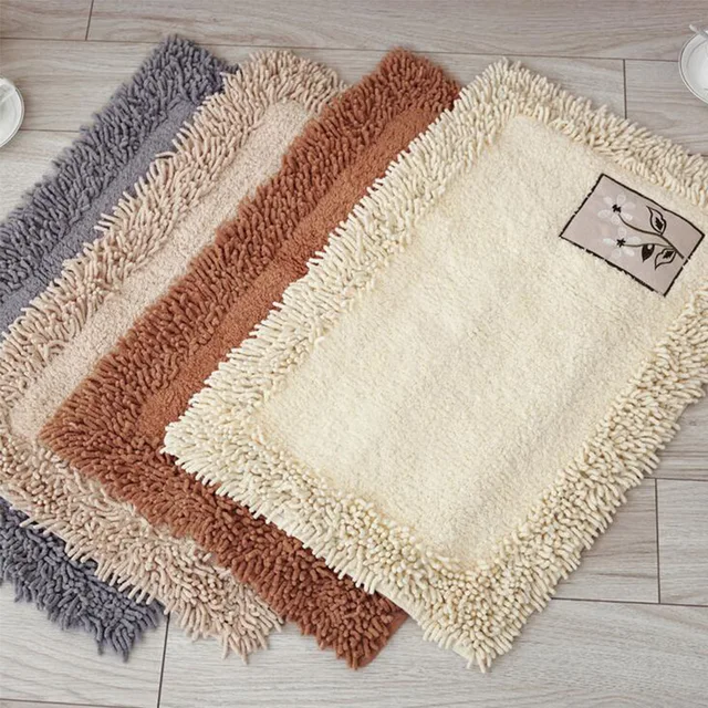Semplice Beige Soggiorno Tappeto di Cotone Ciniglia Ricamata Fiori ... Semplice Beige Soggiorno Tappeto di Cotone Ciniglia Ricamata Fiori ...