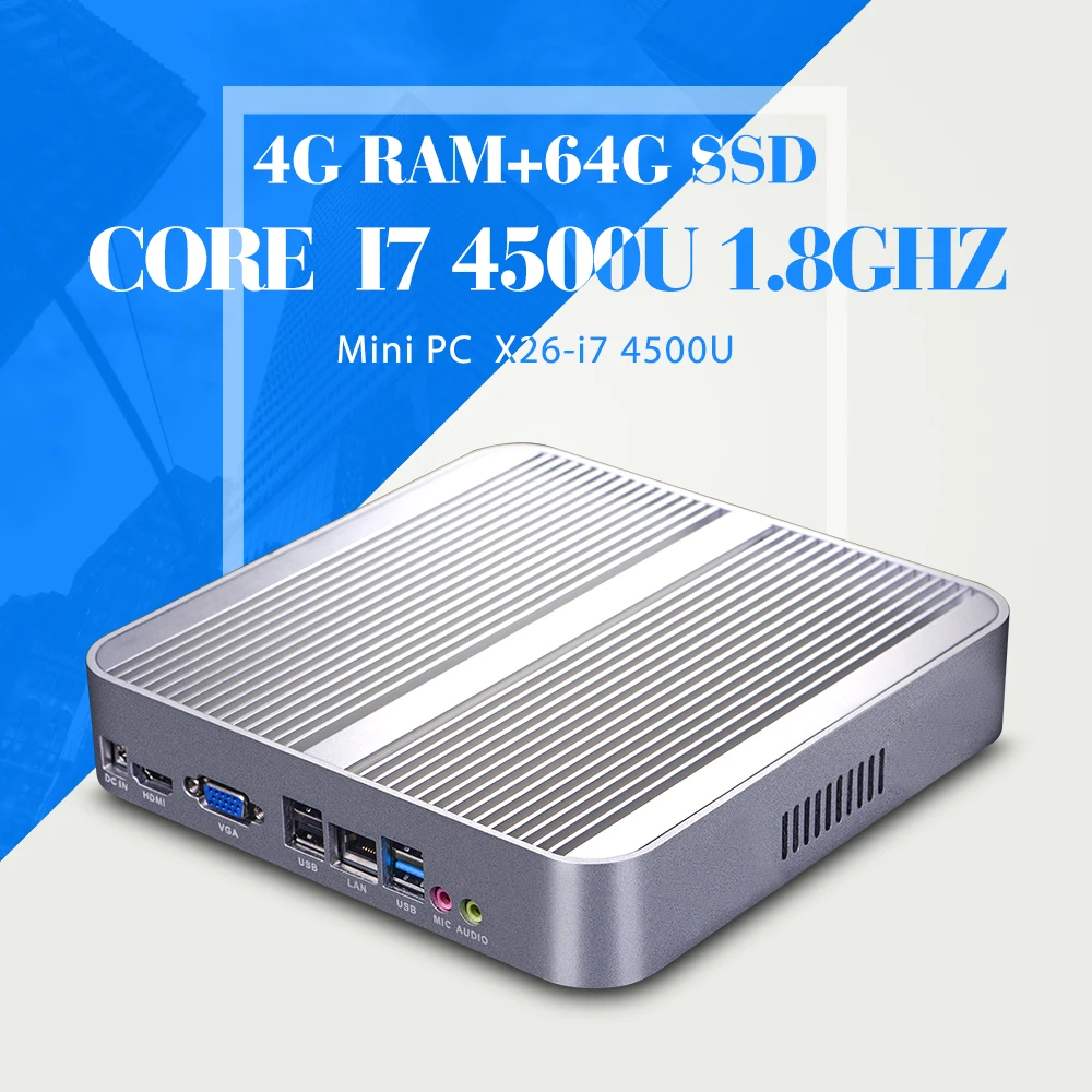 Mini pc I7 4500U DDR3 1.35V 4G RAM 64G SSD+WIFI,Desktop Computer Mini Computer Tablet Pc HDMI With 4*USB 2.0, 1*USB 3.0 WIN7 OS