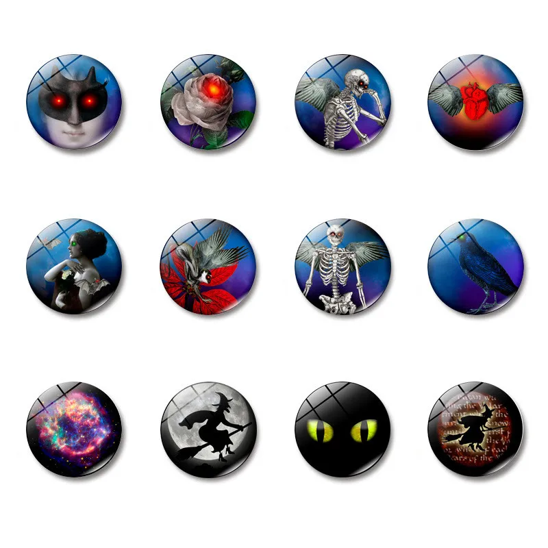 

* Fridge stickers Skeleton Glass Glue Sign Pattern Dome Glass Fridge Magnet fridge magnets anime ima de geladeira 0.393