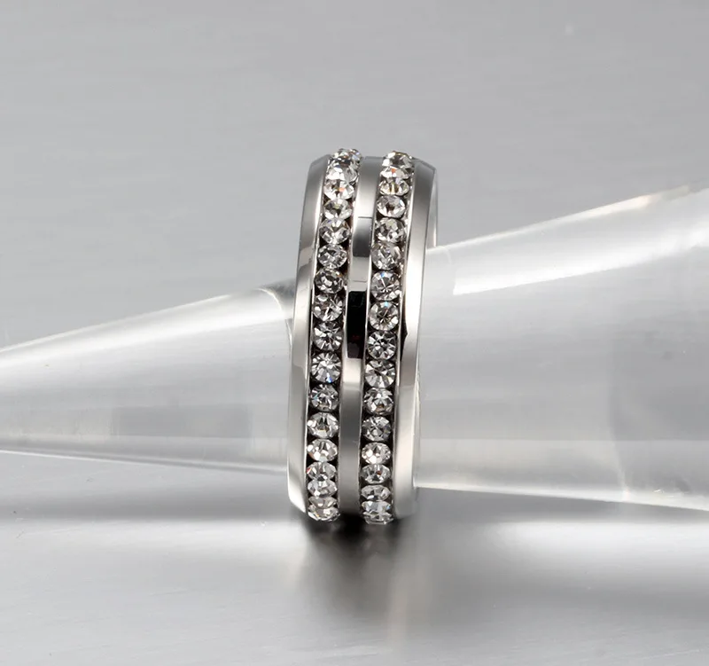 NEWBUY 2017 New Fashion Austrian Crystal Women Rings Stainless Steel Wedding Rings Silver Plated Engagement Jewelry
