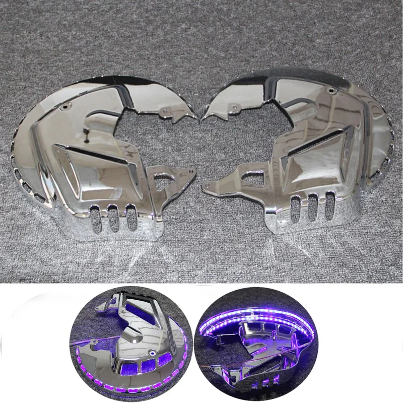 Chrome Brake Disc Rotors Covers With Blue Led Light For Honda Goldwing