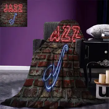 

Music Blanket Image of Alluring Neon All Jazz Sign with Saxophone Instrument on Brick Wall Print Warm Blankets for Beds