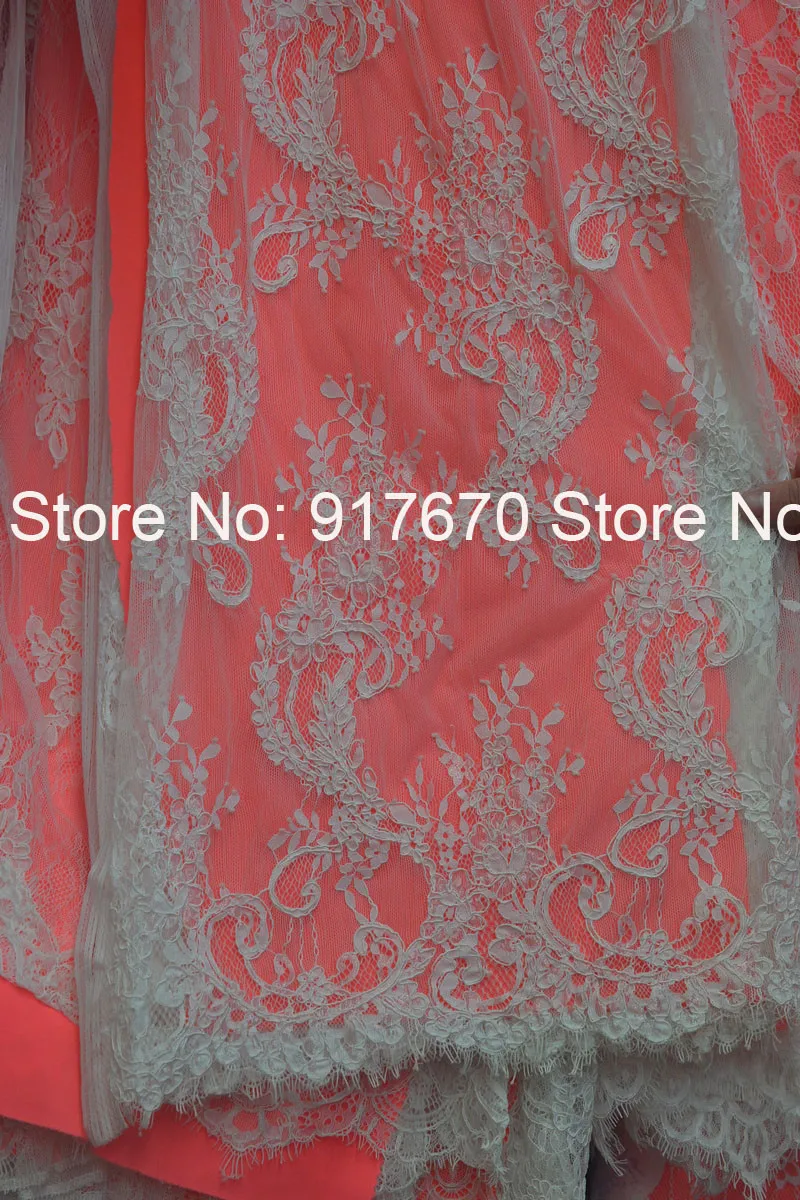 

Gorgous 3meters/pc Off White African French Net Lace Fabric High Quality for Wedding Dresses