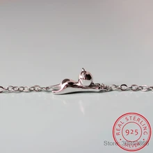 Браслеты из стерлингового серебра 925 пробы с милым котом для женщин, высокое качество, модный подарок для девочки, гипоаллергенно-Стерлинговое серебро, ювелирные украшения