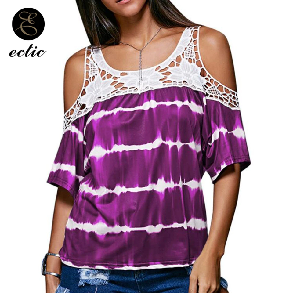 Tie Dye Debardeur Vetement Femme 2021 Bluz Crochet Dames Lace T Shirt Women Aesthetic Clothes Off Shoulder Kawaii Tshirt Pastel T Shirts Aliexpress