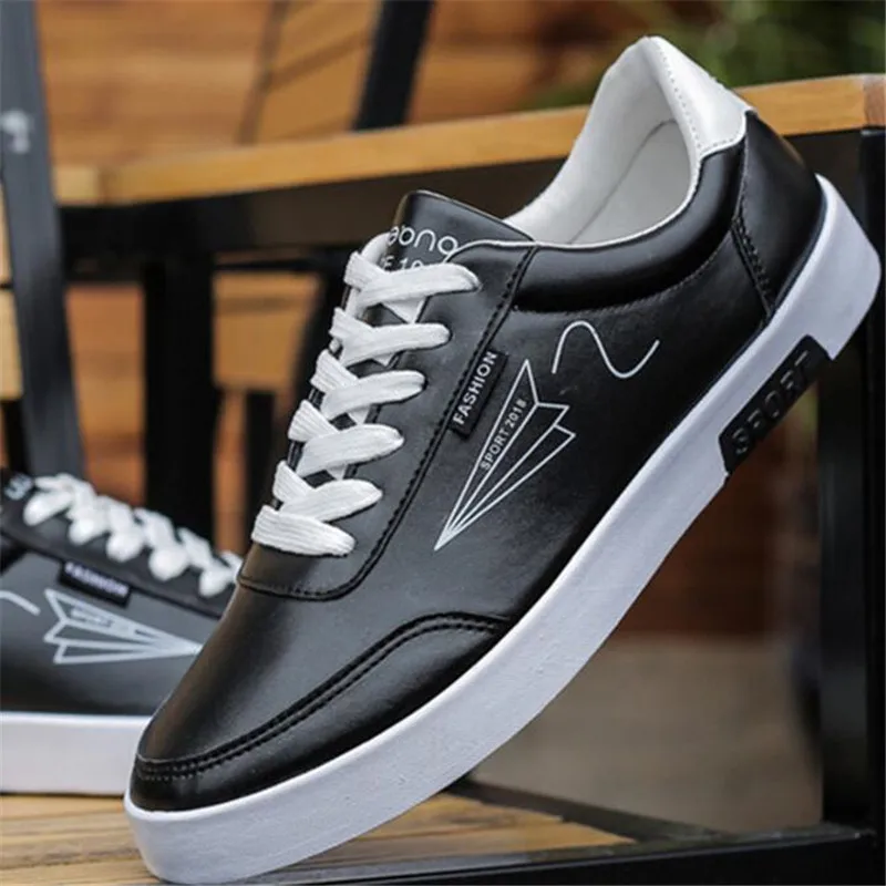 LAIDILANGTU الربيع والخريف جديد حذاء أبيض الرجال رياضية حذاء كاجوال تزلج أحذية pu أزياء الرجال حركة الأحذية