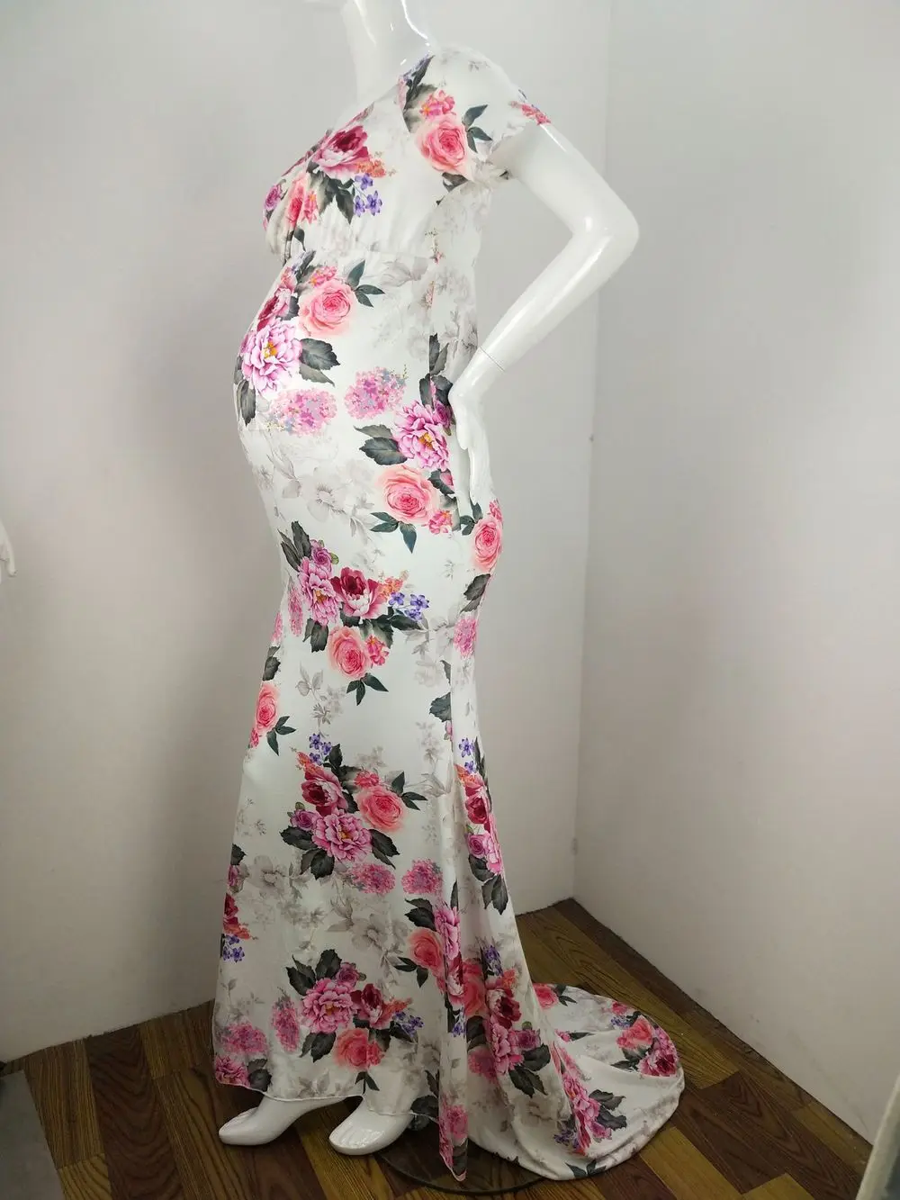 New Floral Maxi Maternity Gown For Photo Shoots Long Maternity Photography Props Pregnancy Dress Sexy Pregnant Dresses For Women (22)