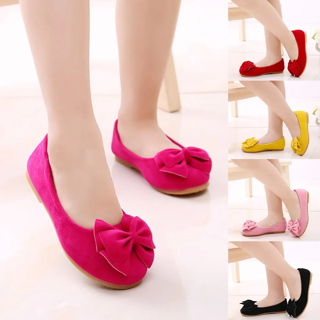 

Children Kid Baby Girls Solid Bowknot Student Single Soft Dance Princess Shoes children sandals shoes fashion causal #4