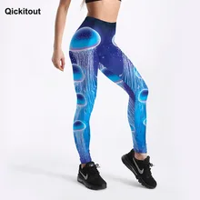Qickitout Новое поступление Лидер продаж для женщин леггинсы для Медузы 3D Фэнтези печатных Push Up Леггинсы фитнес тренировки брюки Д