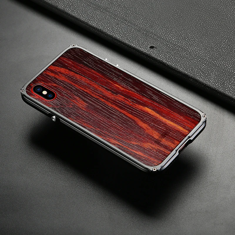 

AAA+ Quality Showkoo Wood original case For iPhone 8 8 Plus 7 7 Plus 6S 6 Plus Cover Wooden Case With Metal Frame For iPhone