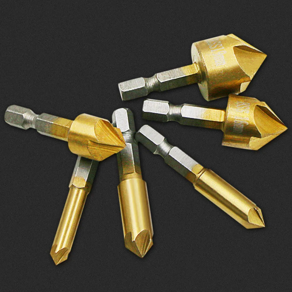 

3 Pcs Flute Countersink Drill Bit Set Counter 6-19mm Sink Chamfer Cutter Hex Shank Chamfer Metal Cutter Tool Engineering Using