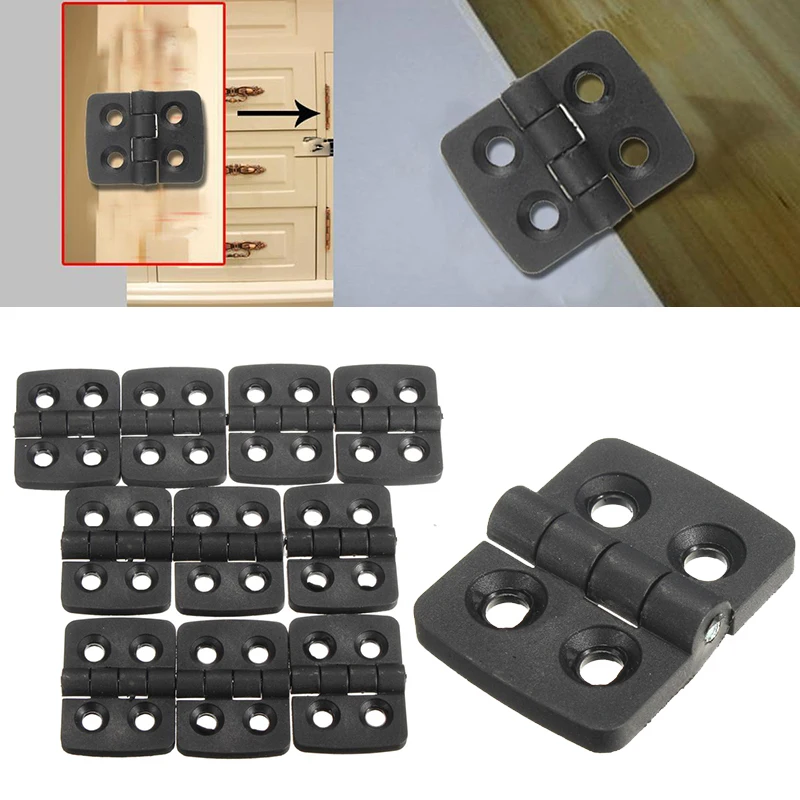 10pcs 4 Holes Black Folding Hinges Jewelry Gift Wine Box Wood Dollhouse