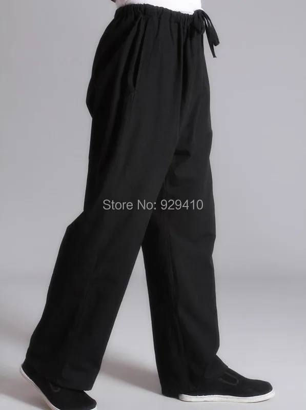 8colors ADULT male men old coarse cotton tai chi martial arts leisure pants black/blue Kung Fu exercise performance trousers