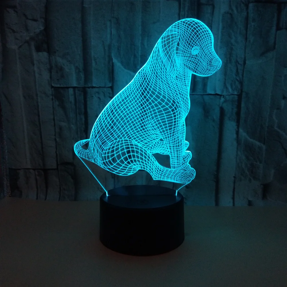 Newest Labrador Dog 3D Led Night Light Dog Doggy Glow RGB Color Desk Table Lamp Cartoon Figure