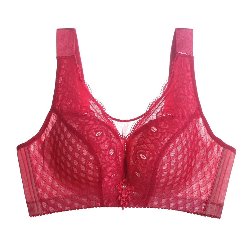Full Cup Thin Cup Women Push Up Underwear Plus Size Bra Anti Emptied Red Bras Big Size 46C 44D
