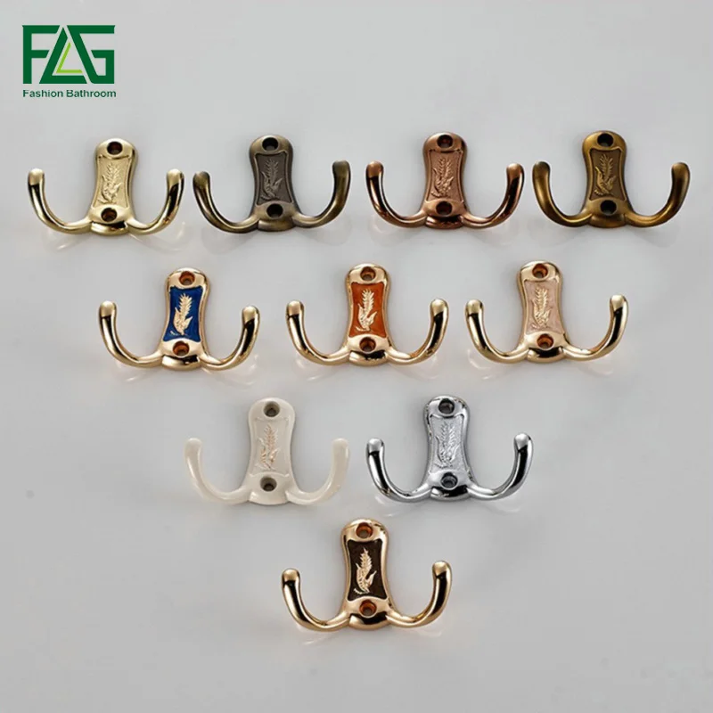 FLG Luxury Claw Coat Hooks Wall Mounted Brass Robe Hook Doul Screw With