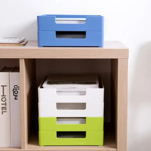 فرضه ملف صندوق تخزين مكتب اكسسوارات منظم مكتب مجلة رف البلاستيك متعددة طبقة A4 درج الورق