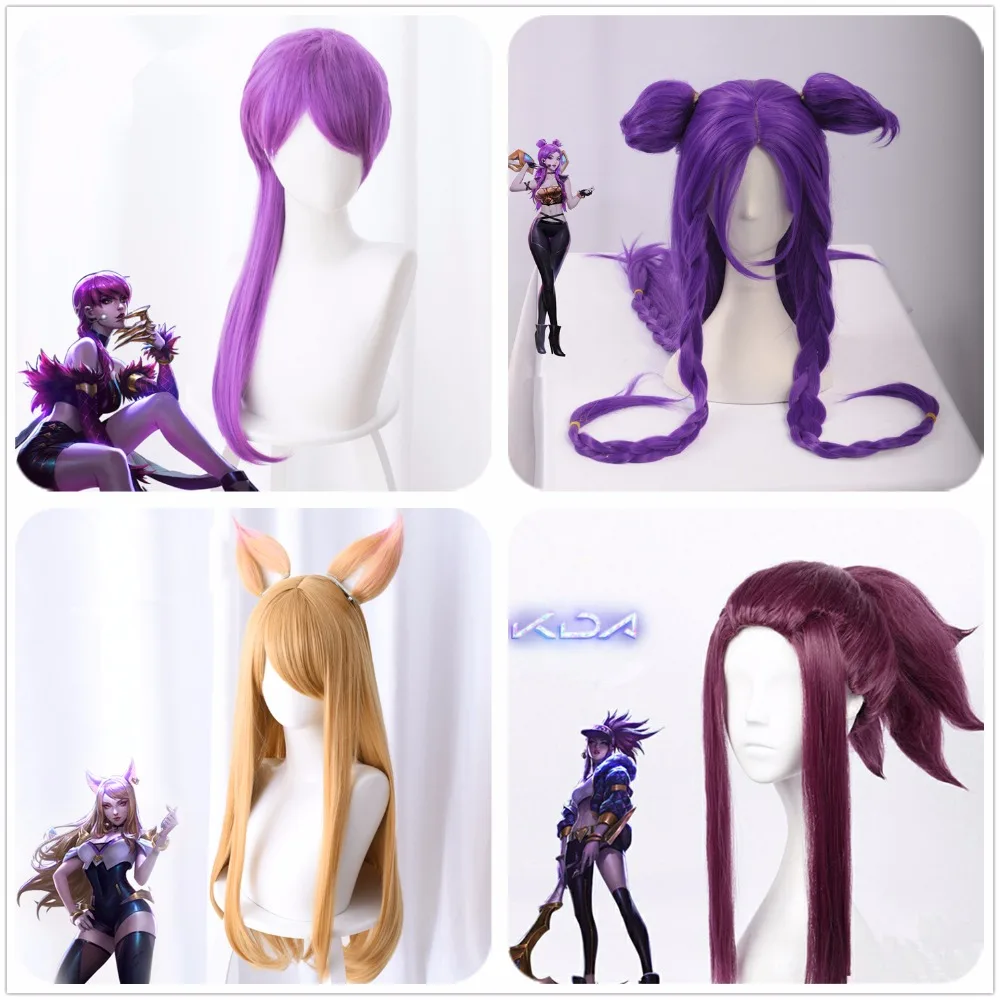 Игра LOL KDA K/DA Group Kaisa Ahri Akali Evelynn милые модные девушки косплей парик Periwig головные