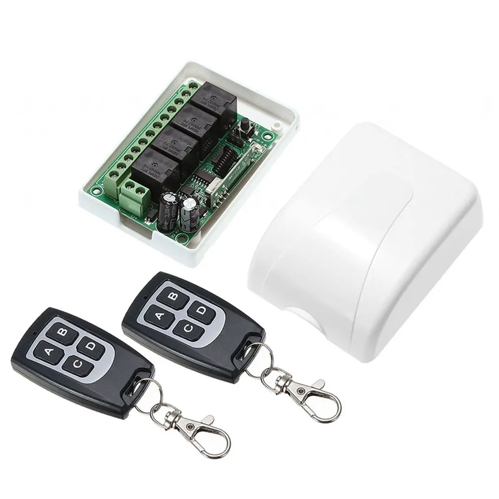 

Wireless 12V 4 Channels Module Learning Switch Receiver & 2pcs Waterproof 4-Button Remote Controller Set