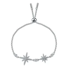 Высокое качество звездный браслет и браслет для женщин Блестящий CZ серебряный цвет ювелирные изделия Pulseira Feminina ZK40