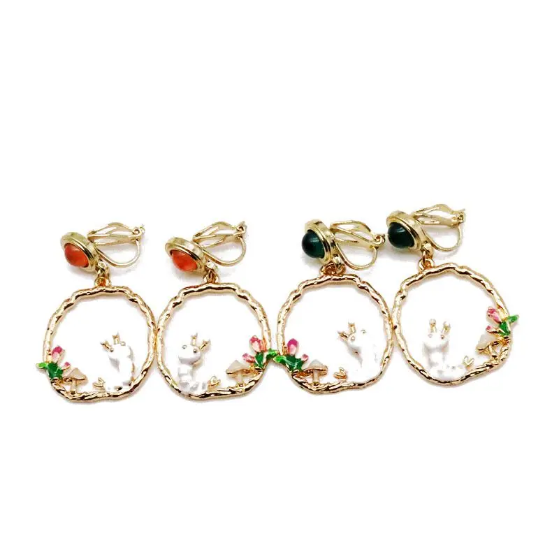 

Free Shipping Geometric Sweet Enamel Mixed Color Elegant Clip Earring