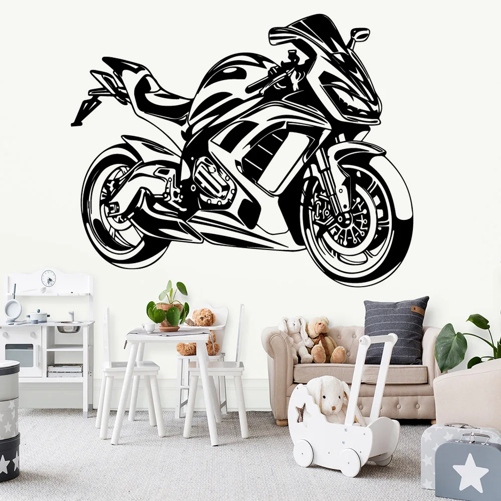 

Creative motorcycle Wall Stickers Modern Fashion Wall Sticker For Living Room Mural Kids Room Waterproof Wall Art Decal naklejki