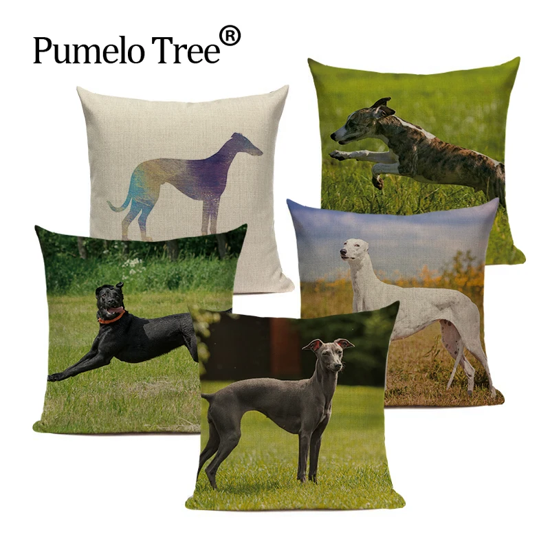 

Cushions Household Decors Greyhound Cushion Covers Animal Dog Pillow Cover 45*45 Custom Quality GreenDecoration Cover For Pillow