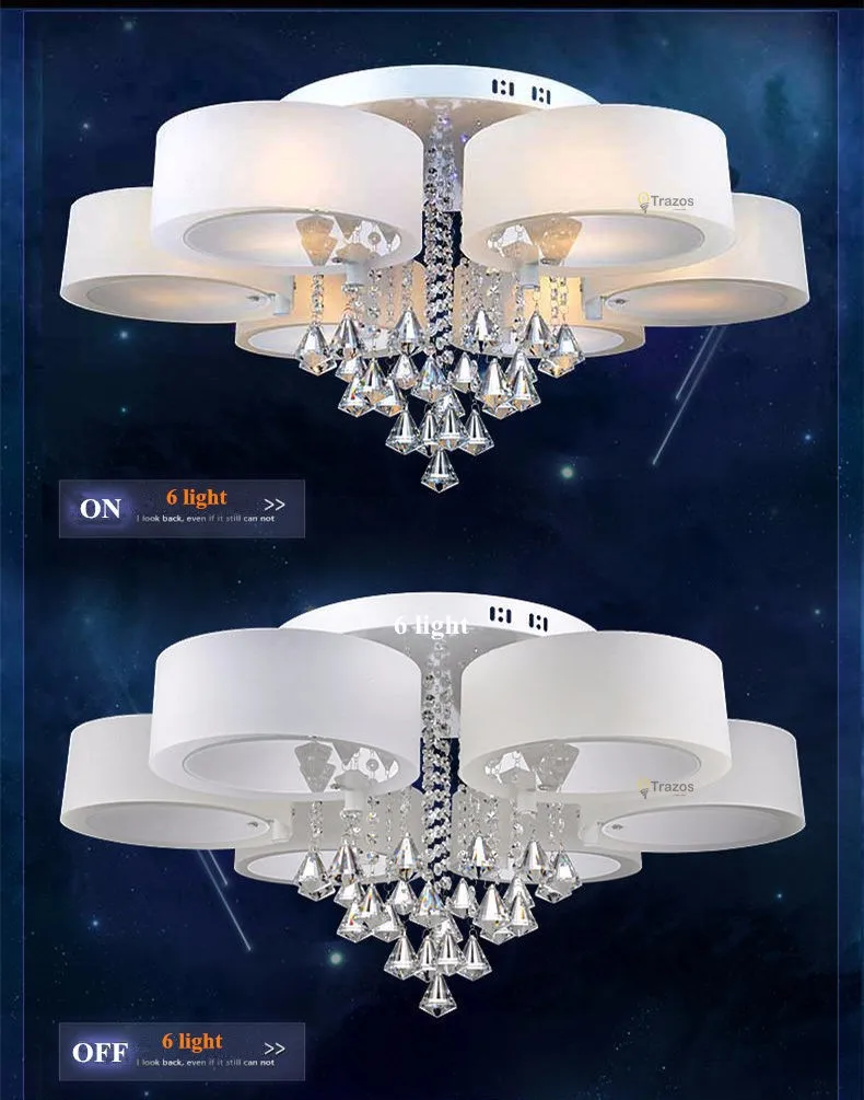 Luzes de Teto Pendente de Teto Cristal Moderno Design Elegante Sala Jantar Lâmpada Branco Sombra Acrílico Lustre Led 9 High Quality crystal led ceiling light
