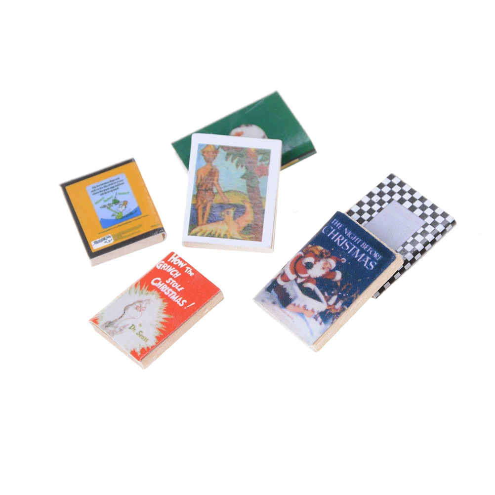 Хит 1/12 6 шт красочные деревянные миниатюрные книги для игрушечного домика классические ролевые игры мебель игрушки креативные милые подарки