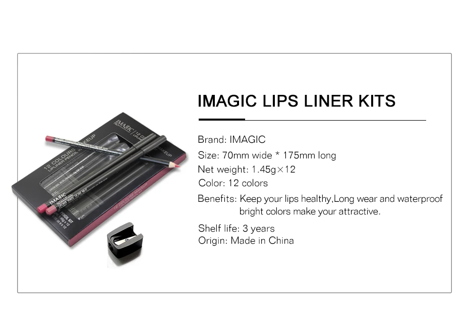 IMAGIC lipliner pen модное длительное увлажнение Lipliner Водостойкий карандаш для губ 12 цветов+ 1 шт. точилка