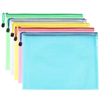 10 pcs/lot Pen bags Gridding Waterproof Zip Bag Document Pen Filing Products Pocket Folder Office & School Supplies Plastic Bag 1